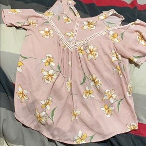 Cold shoulder floral shirt